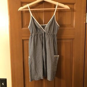 Black and white striped babydoll tank top